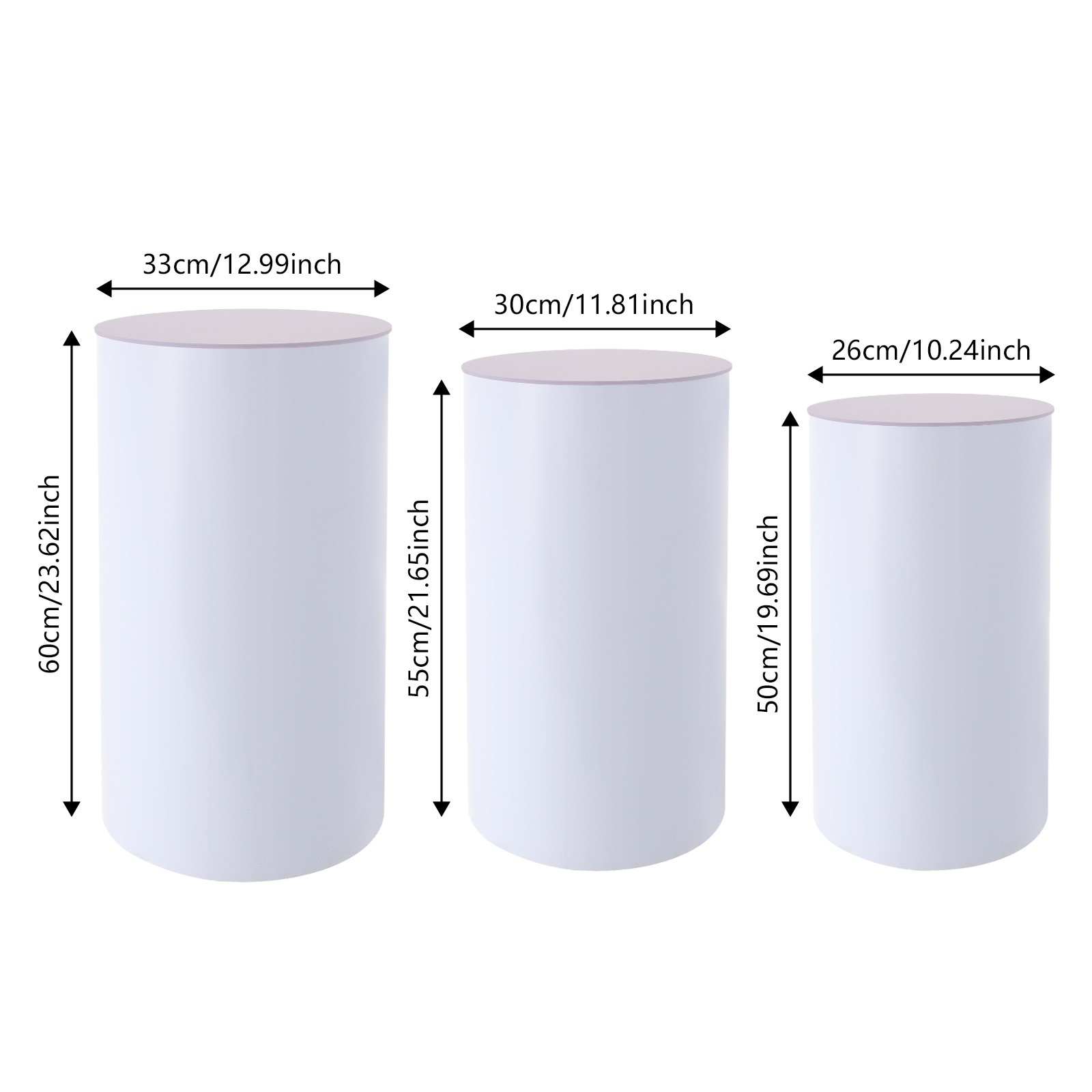 3* White Acrylic Cylinder Plinth Pedestal Stands Wedding Party Decorations