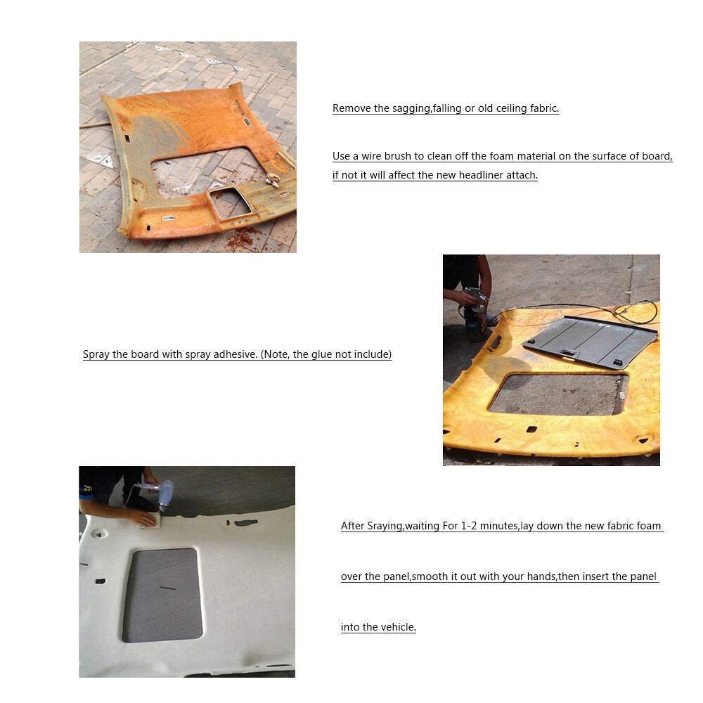 Suede Headliner Fabric Auto Ceiling Replacement Repair 60"W 20"/72"/132"/216"L
