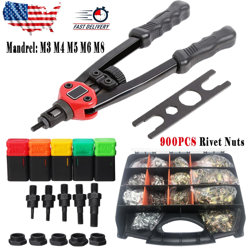 12'' Rivet Gun Kit Rivnut Thread Setting Tool Nut Setter NutSert Metric 900 Nuts