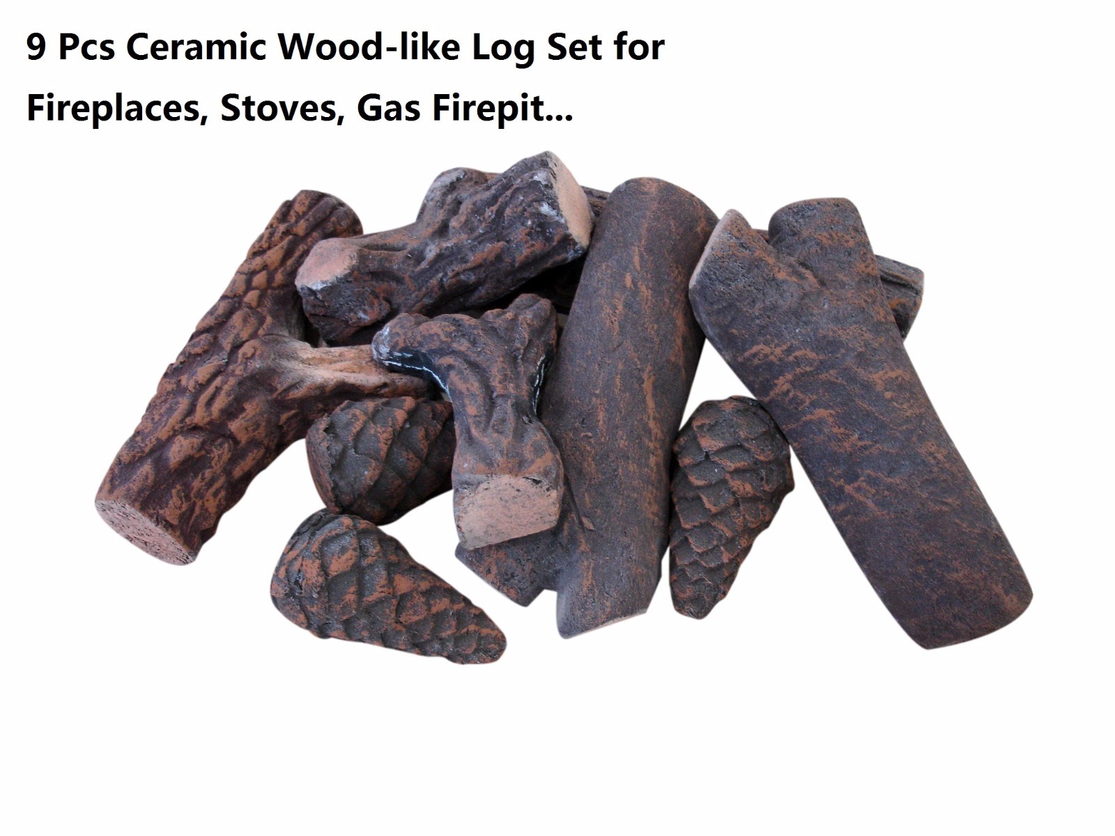 Fireplace stoves propane firepit Woodlike Ceramic decorative Log Set 4,8,9,10pcs
