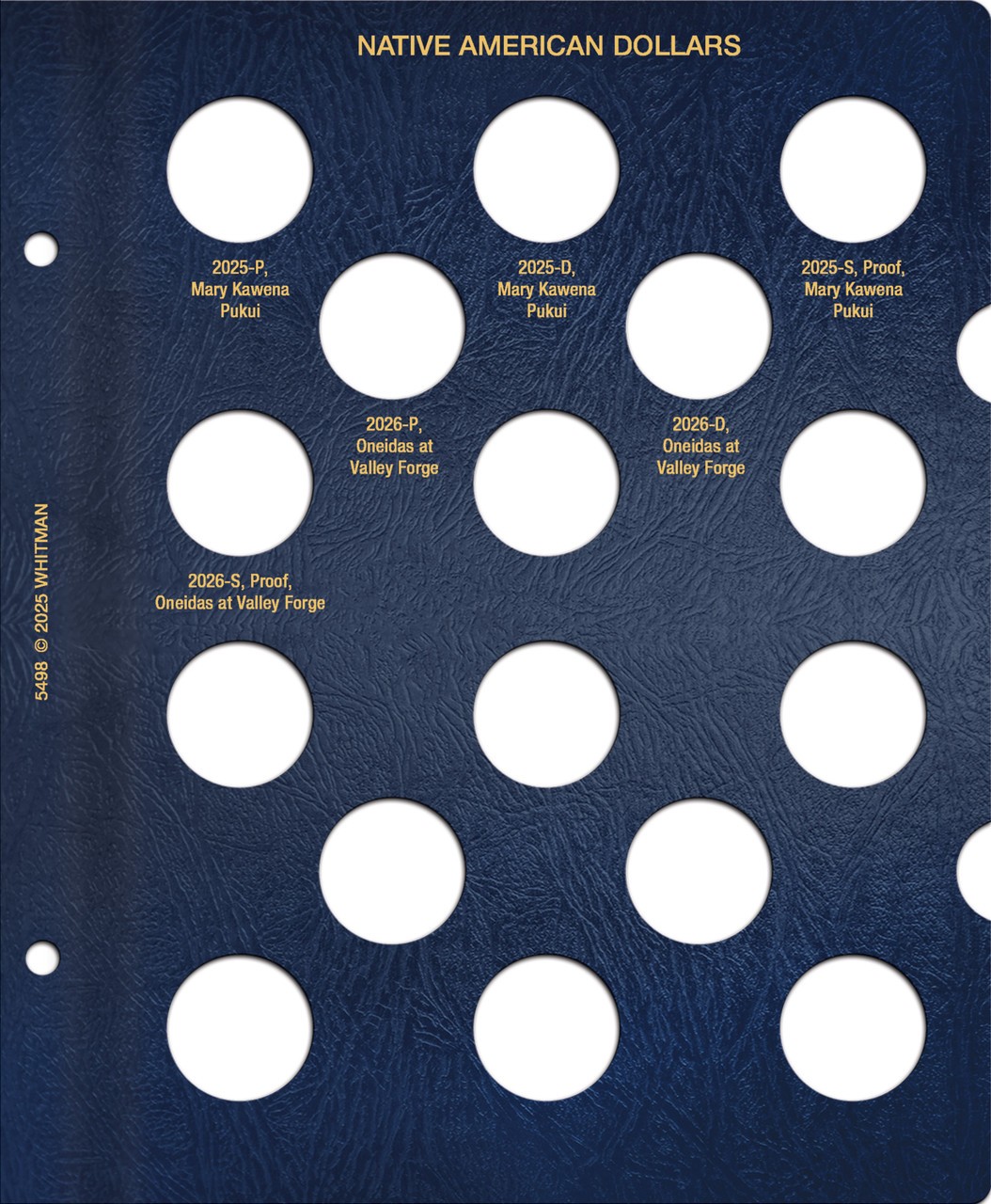 Whitman Classic® Coin Album Dated Page–Native American Dollars: '25-'26 (P,D,S)