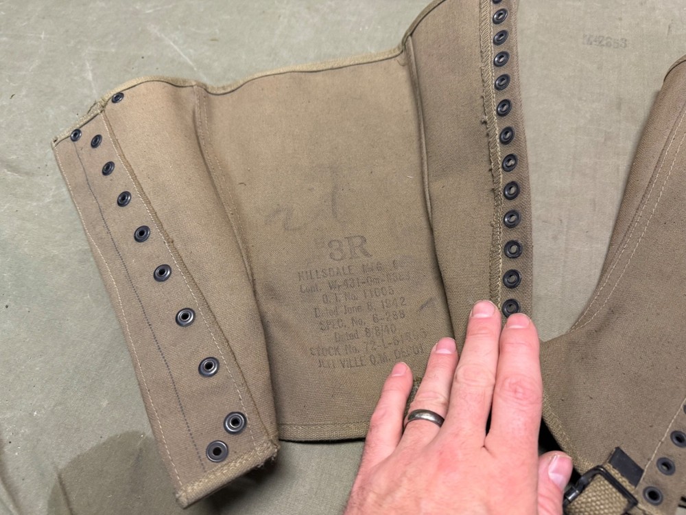 ORIGINAL WWII US ARMY M1938 COMBAT FIELD LEGGINGS W/O LACES- SIZE 3R