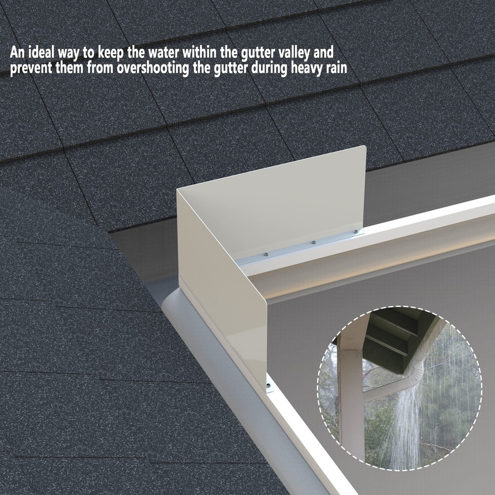 2 Pcs Gutter Valley Splash Guards,Rain Gutter Valley Roofing Gutter Guards, D...