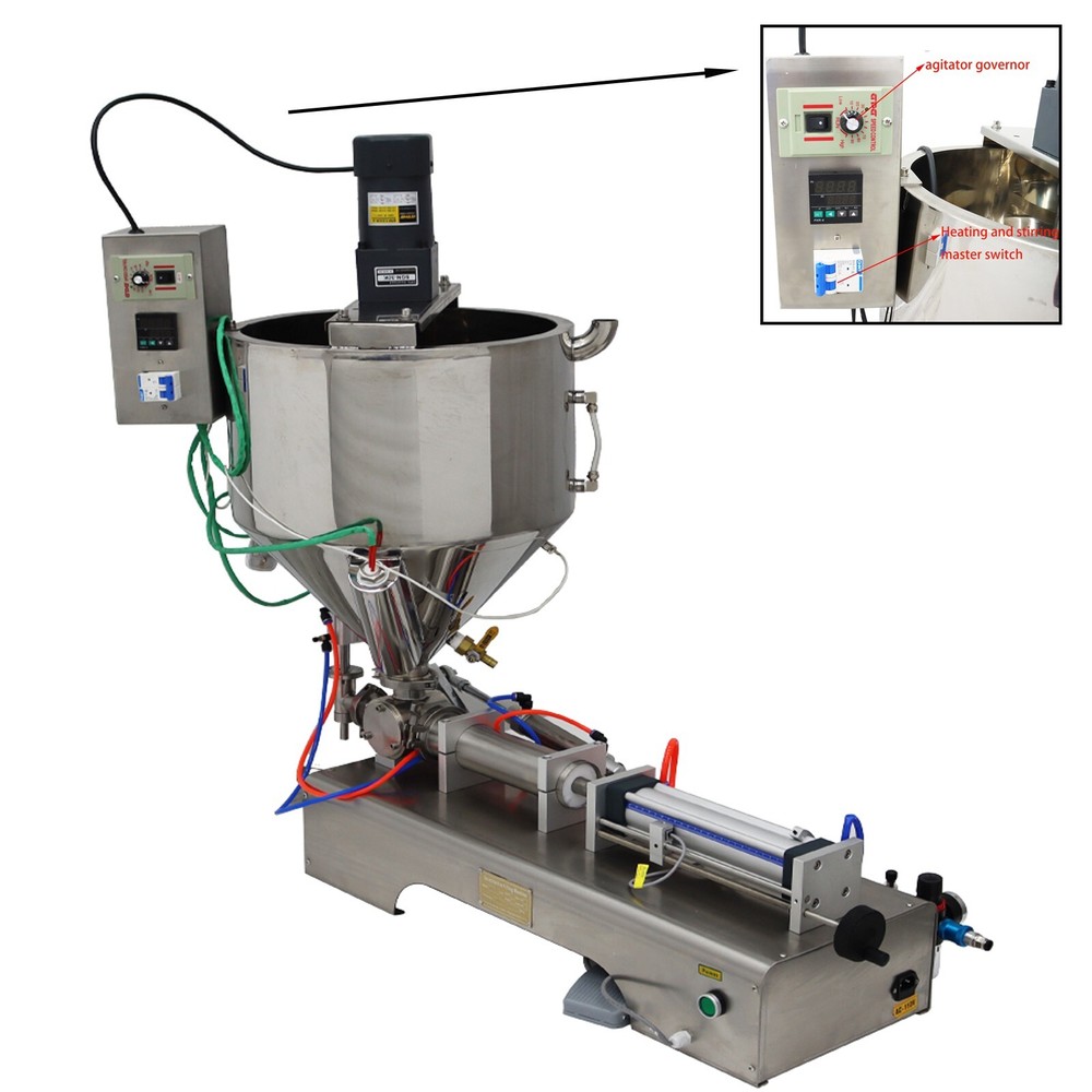 30-300ML Pneumatic Paste Liquid Heating Stirring Filling Machine Single Nozzle