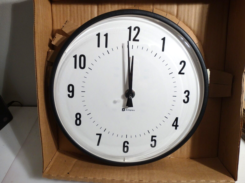SIMPLEX 6310-9075 IMPULSE 12" ROUND SLIMLINE BLK CLOCK 24VDC