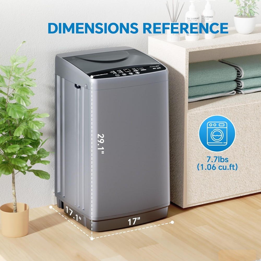 Compact Washer for Dorm Fully Automatic Portable Washing Machine 10 Wash Cycle