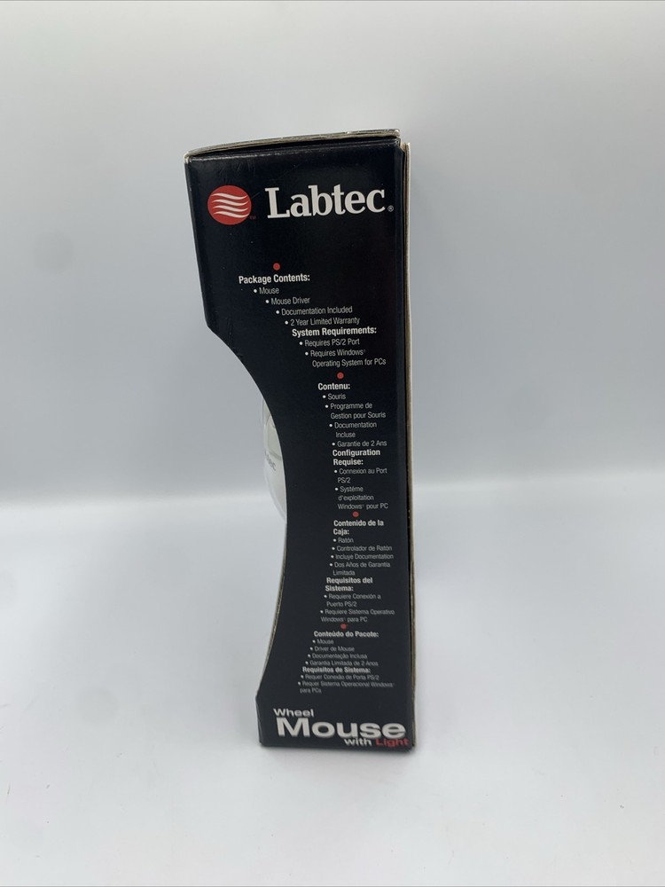 Sealed NIB Labtec Wheel Mouse With Light PS/2 Connection XP Windows 98 99 2000