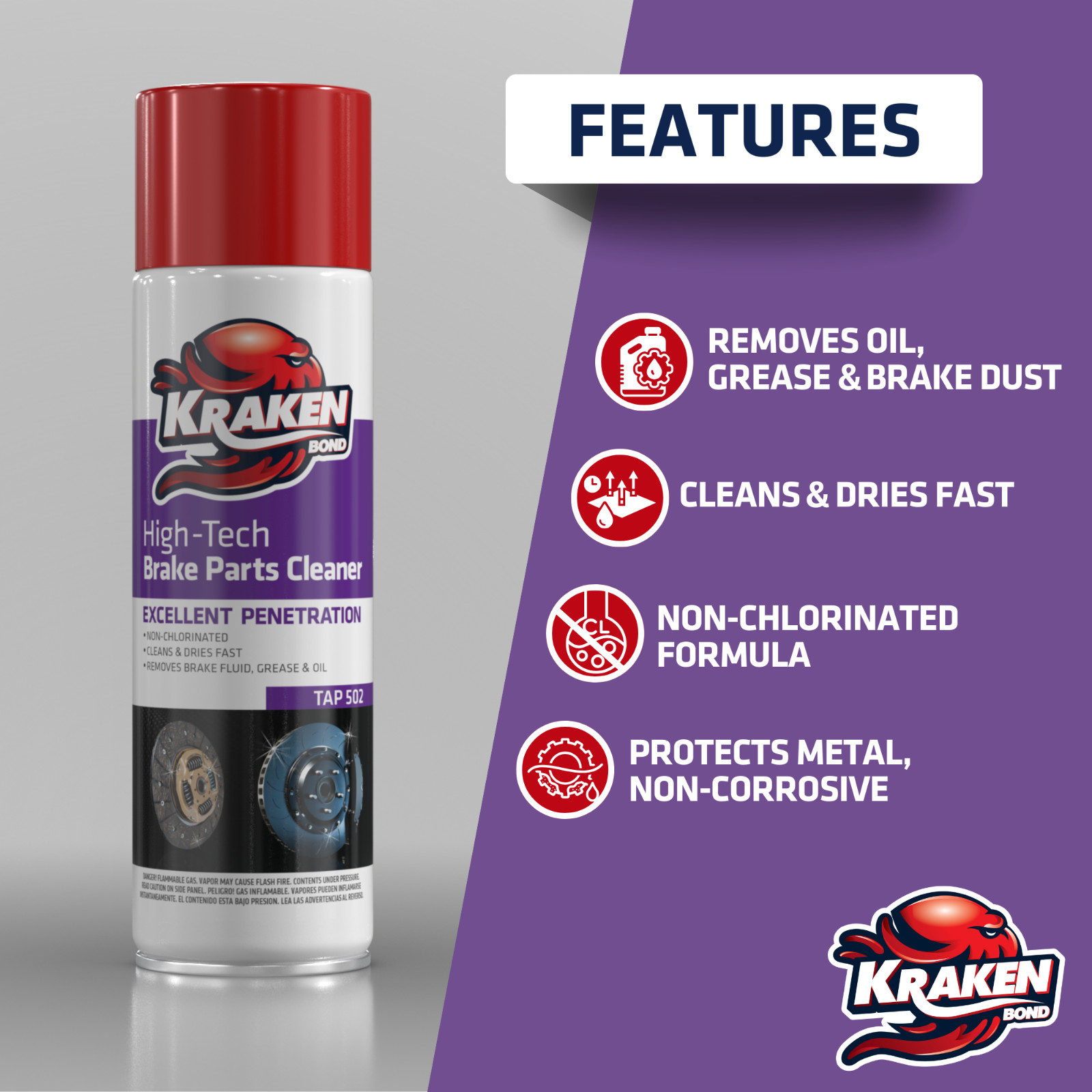 Kraken Bond Brake & Clutch Cleaner Spray 12.3 fl oz – 12 Pack