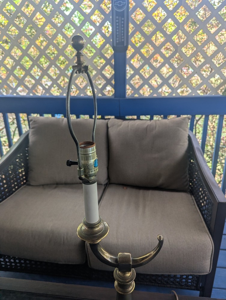 MCM Vintage Stiffel Equestrian Solid Brass Horn Table Lamp