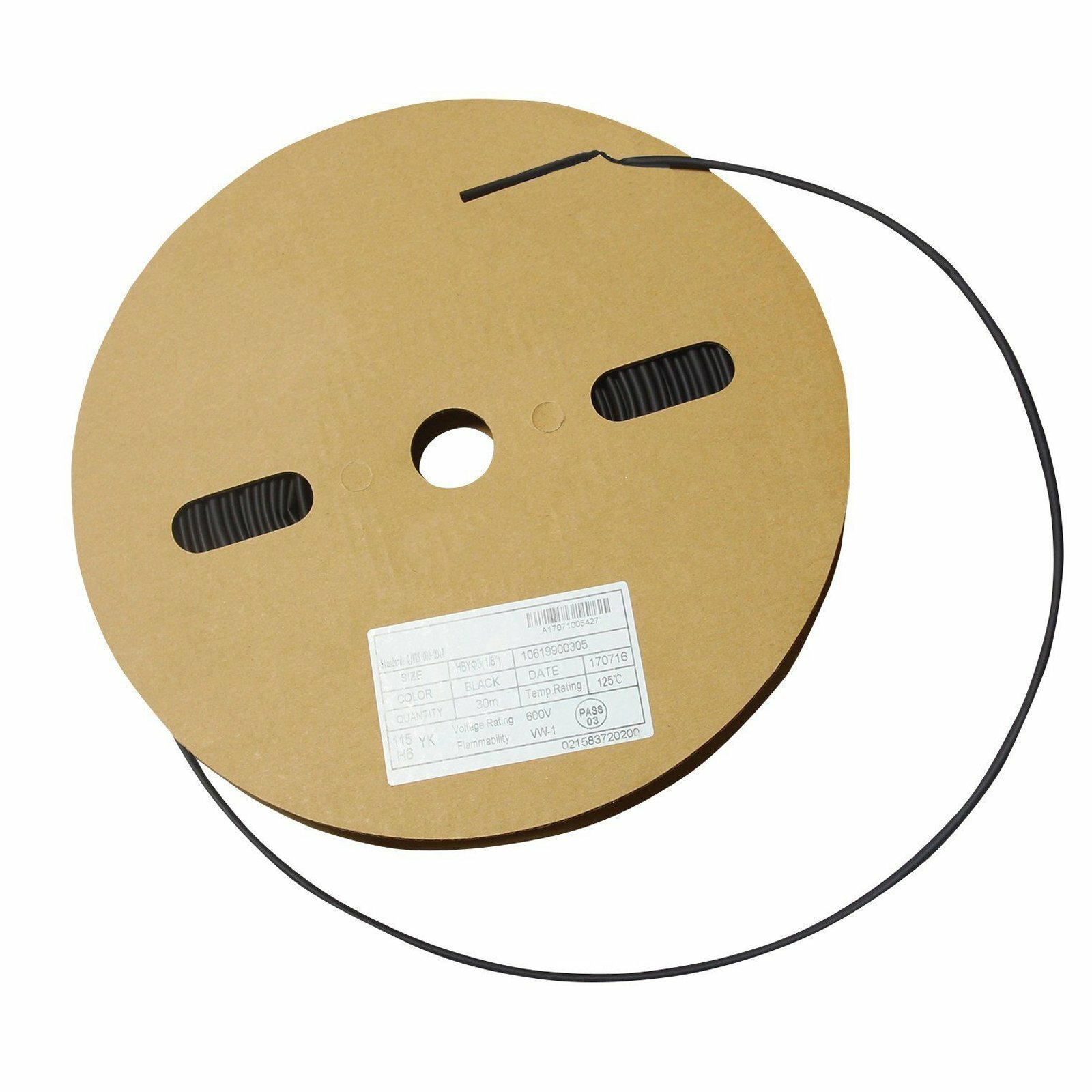 Heat Shrink Tubing Tube Cable 100 FT. 100' Feet BLACK 1/8" 3mm Polyolefin 2:1 UL