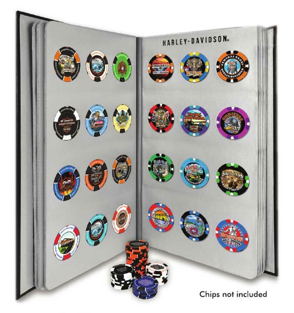 Harley-Davidson Collector's 96 Ct. Poker Chip Leather Grain Album - Black 6696