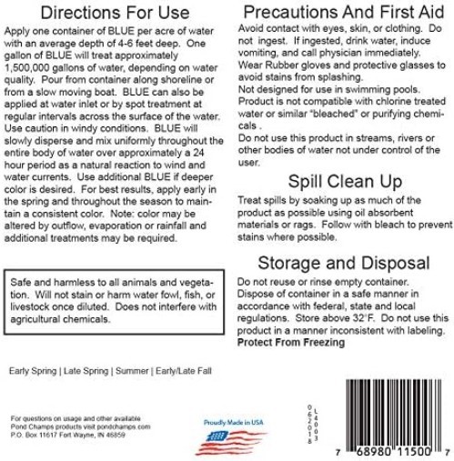 4 Gallon Blue Pond Dye Concentrate: Beautify Your Water While Protecting Fish