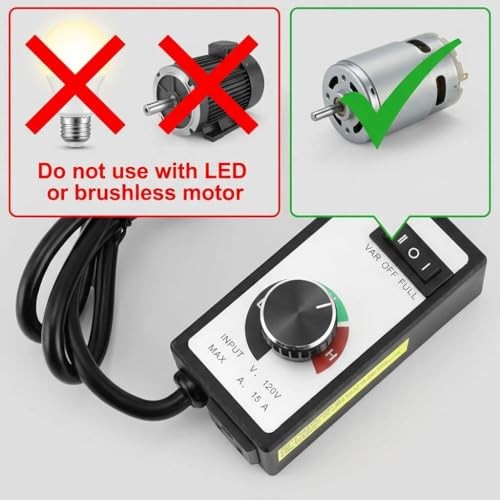 Variable Speed Controller for Router Fan Electric Motor - AC 120V, 15A,