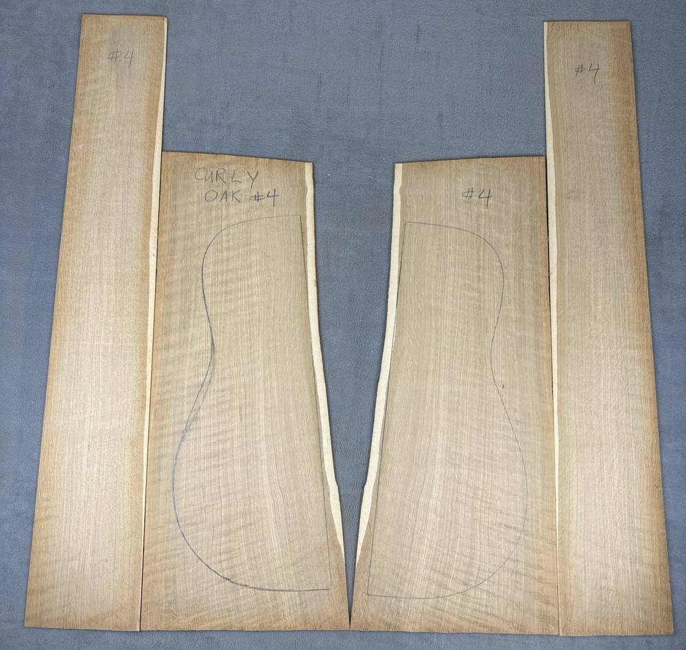 Curly Oak Acoustic Guitar Tonewood Bookmatched Back Sides Build Set Luthier
