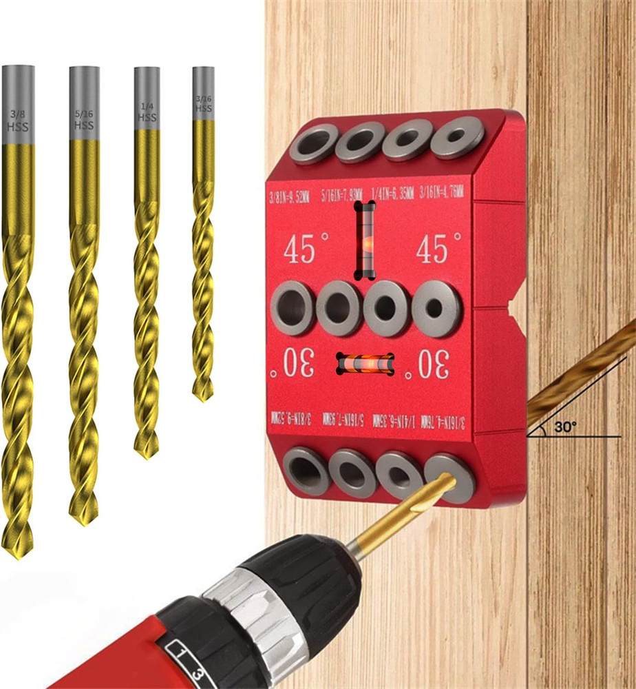 30 45 90 Degree Angle Drill Guide Jig for Hand Drill, Angle Drill Guide for Stra