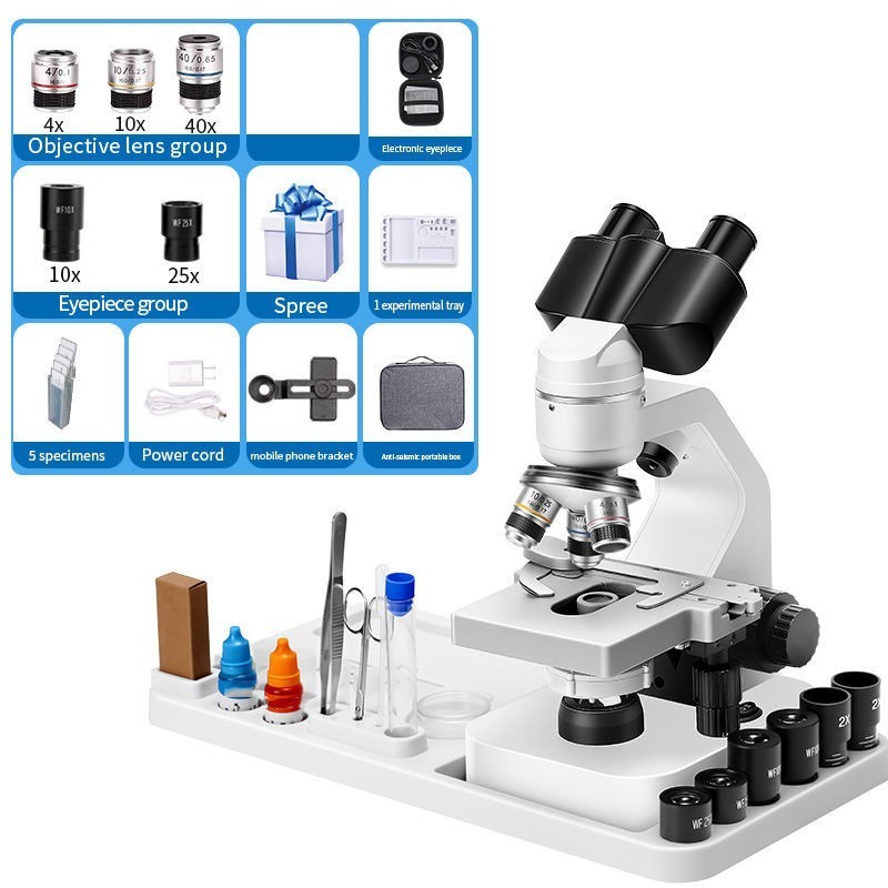 High-quality 40X-2000X LED binocular microscopes for educational biology, studen