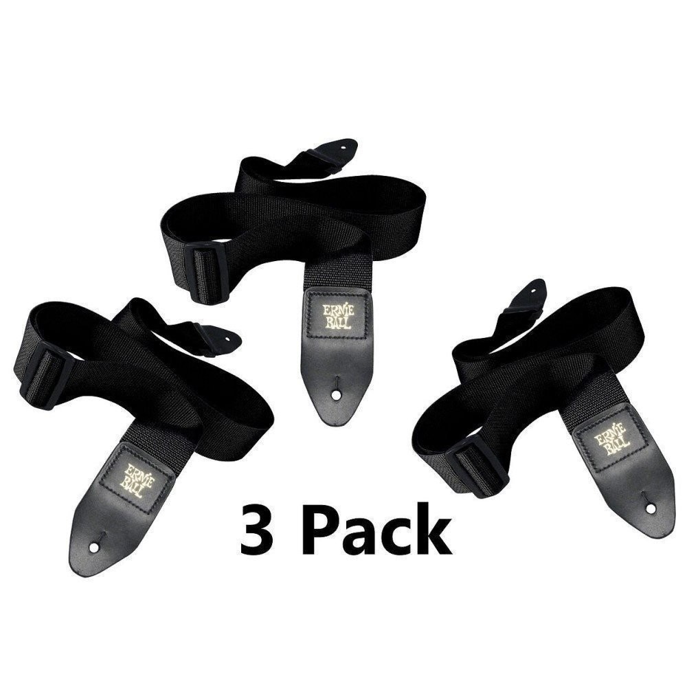 Ernie Ball Guitar Strap Polypro Black Nylon Wide Value 3 Pack Bundle