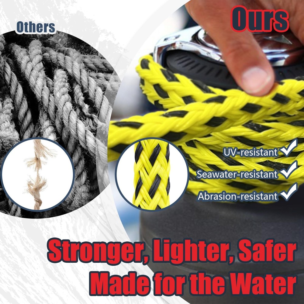 Vortexain Wakeboard Rope with Handle, 75ft 2-Section One Size, Yellow Black
