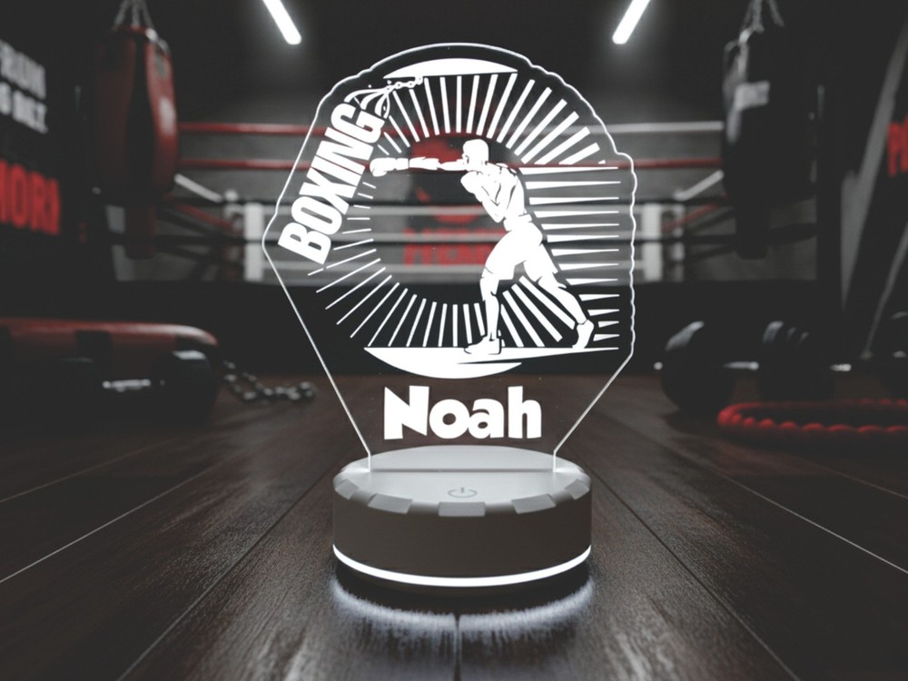Personalized Boxing Night Light - Custom LED Lamp Gift for Fighter Training