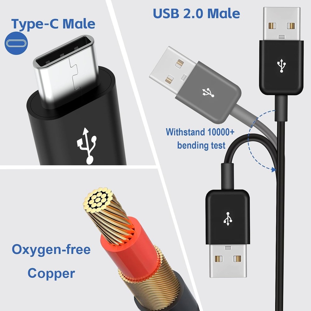 USB C Splitter Multi Charging Cable 5A Fast Charge Type-C 1.64 Feet