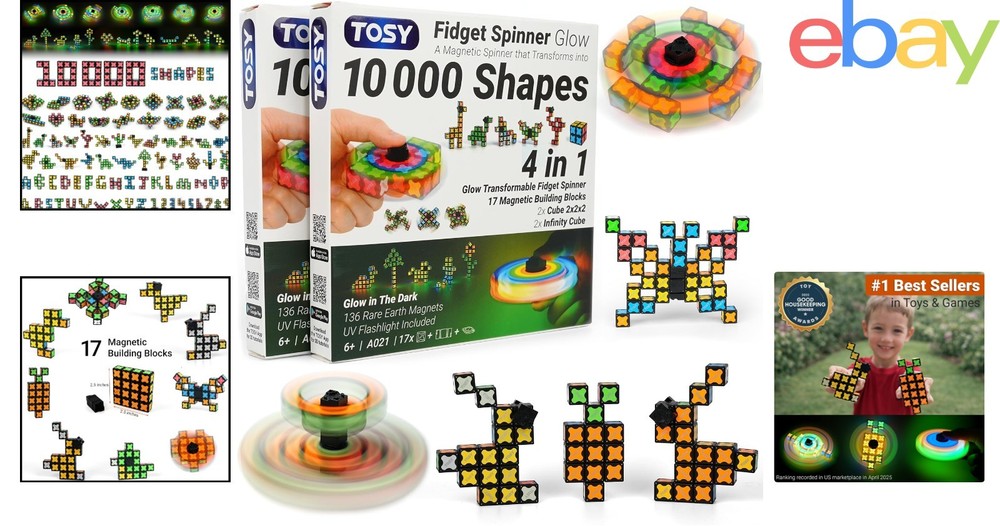 2-Pack Creative Fidget Spinner with UV Flashlight for Glowing Designs