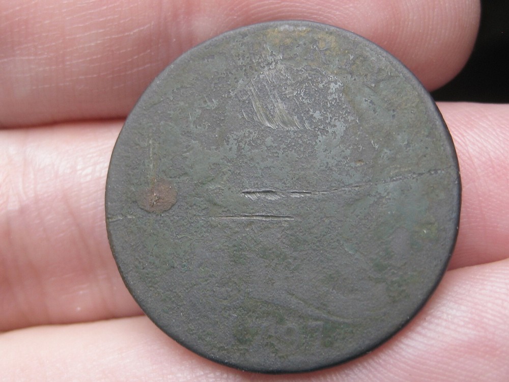 1797 Draped Bust Large Cent Penny- Crusty, Gripped Edge