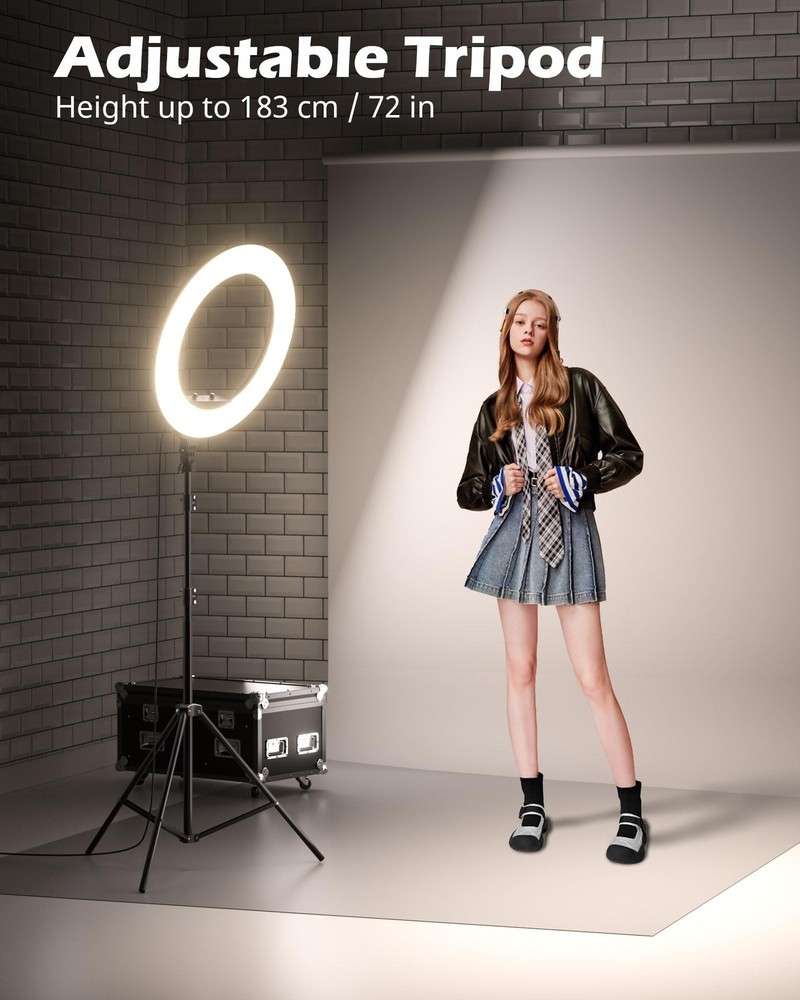 UBeesize 22'' Ring Light with 72'' Stand, 65W Large Ring Light with Phone Hol...