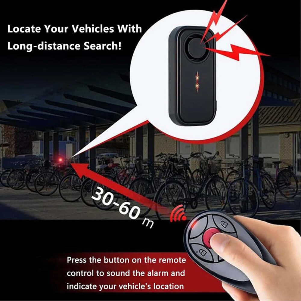 113dB Loud Security Alarm with Vibration Sensor and Wireless Remote for Bicycle