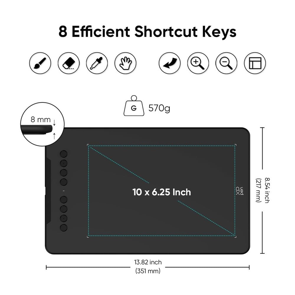XPPen Updated Deco 01 V3 Drawing Tablet, 16384 Pressure Sensitivity, 8 Custom...