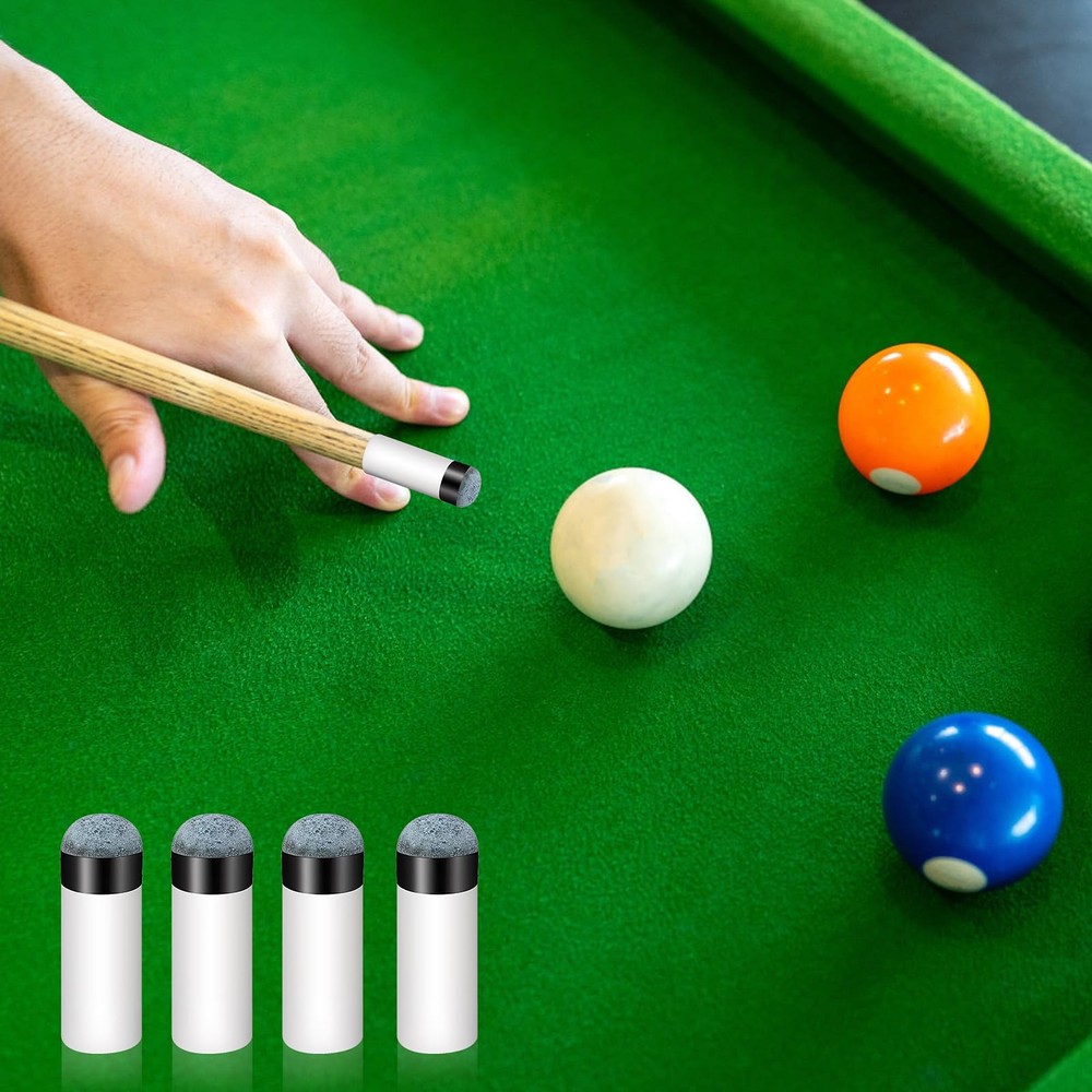 10 Sets Pool Stick Tips Replacement with White Pool Cue Stick 13mm Gray Ferrules