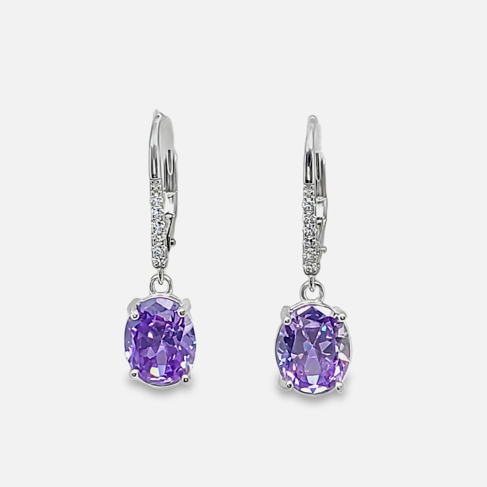 Alexandrite Dangling Laver-Back Earrings .925 Sterling Silver