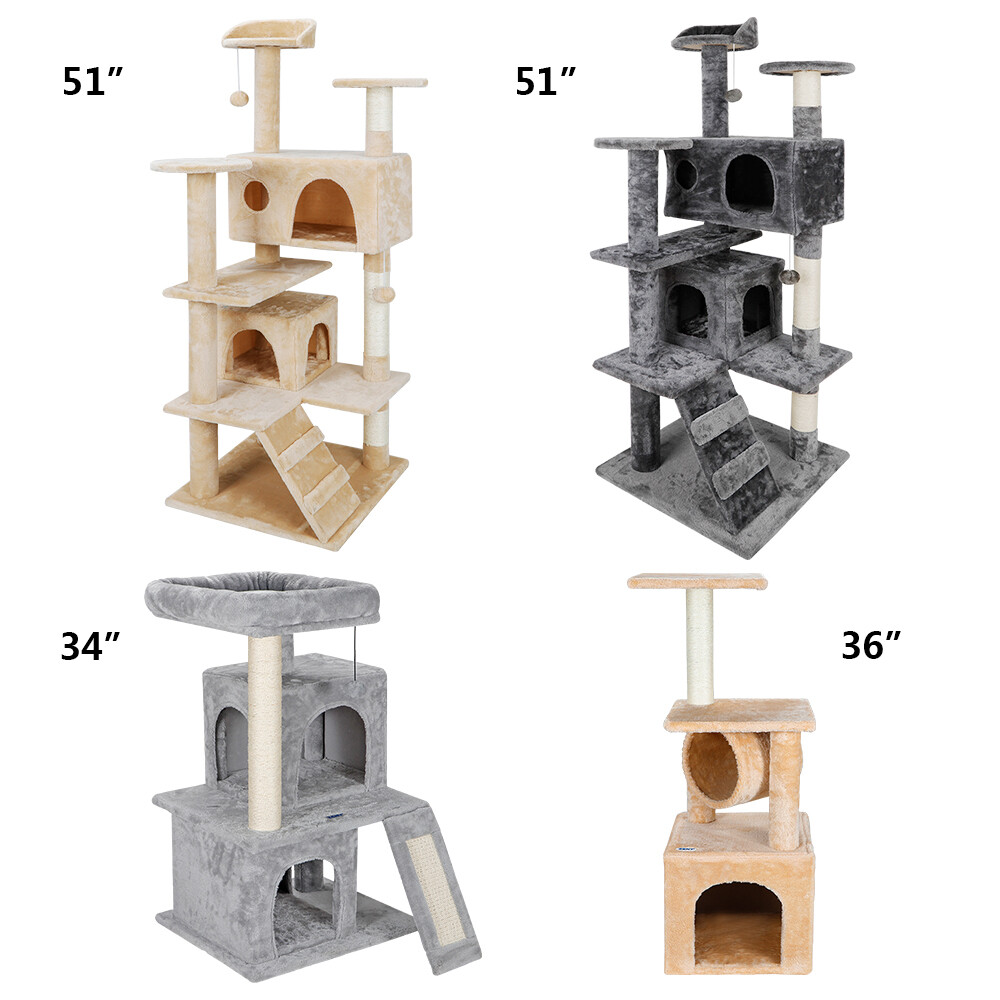 Multiple Sizes Large Cat Kitty Tree Scatch Tower Kitty Play House Activity Plush