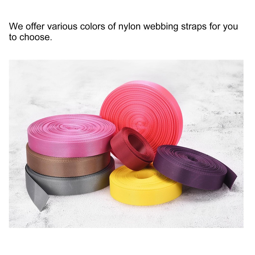 Flat Nylon Webbing Strap 1 Inch 4 Yards Red for Backpack, Luggage-rack