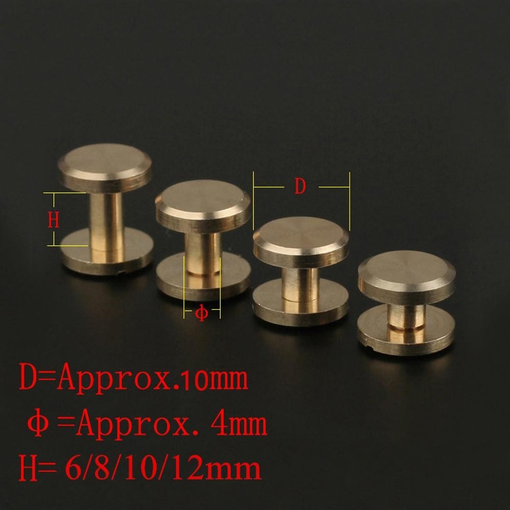 5/10Pcs Height 8mm Leather Craft Chicago Nail Brass Solid Rivets Stud Head C