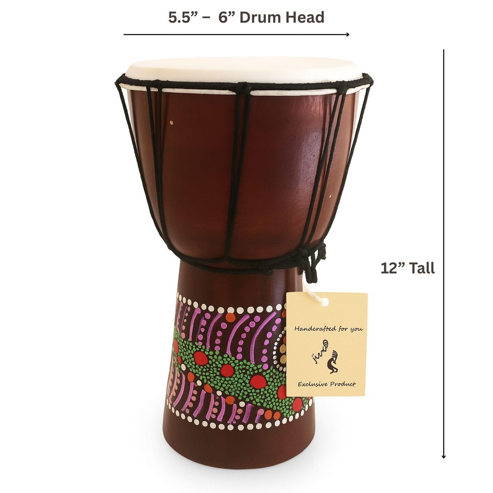 Djembe Drum – Hand Carved African Drum, Bongo Congo Style – Solid Mahogany wi...