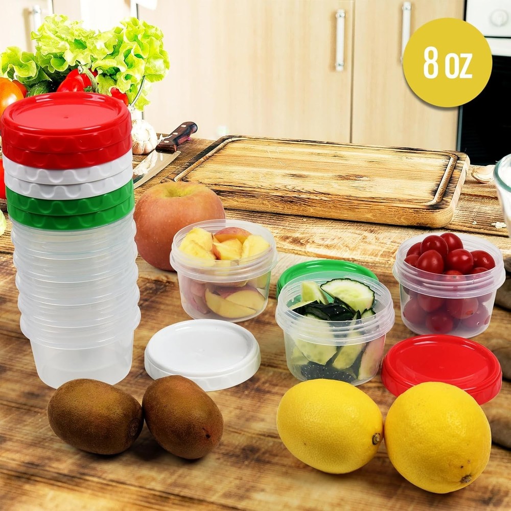 8 oz Small Freezer Containers W/ Lids Stackable Plastic Food Storage Container 1