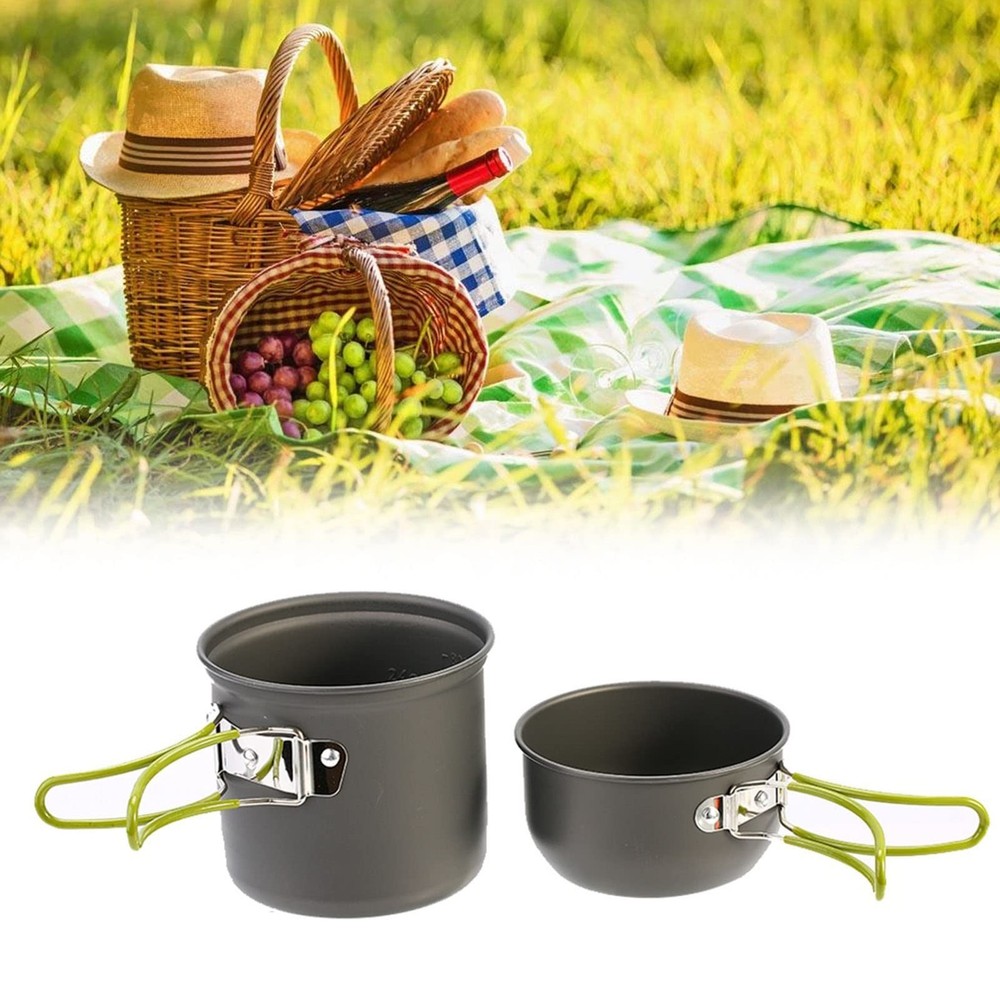 Dilwe Camping Cookware Set, Portable Backpacking Mess Kit Compact Pot Set wit...