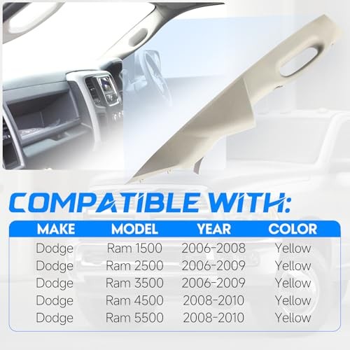 A-Pillar Trim Interior Handle Compatible with Dodge Ram Left Driver Side Yellow