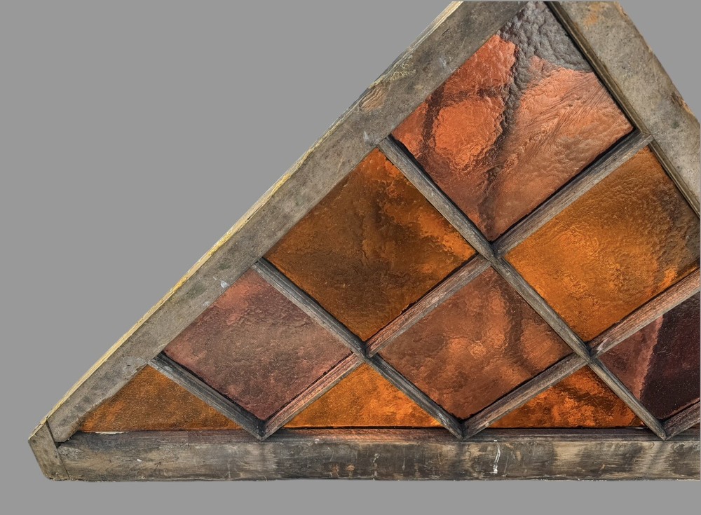 Antique Colored Stained Glass Pyramidal Church Window