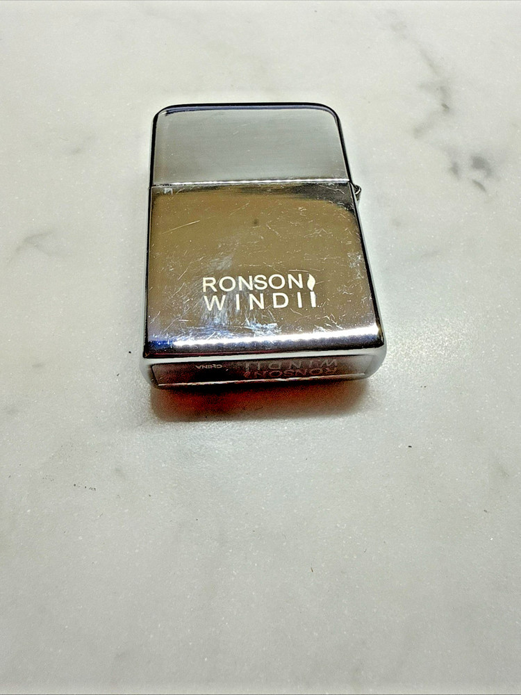 Ronson Wind II Cigarette Fluid Lighter Chrome Silver