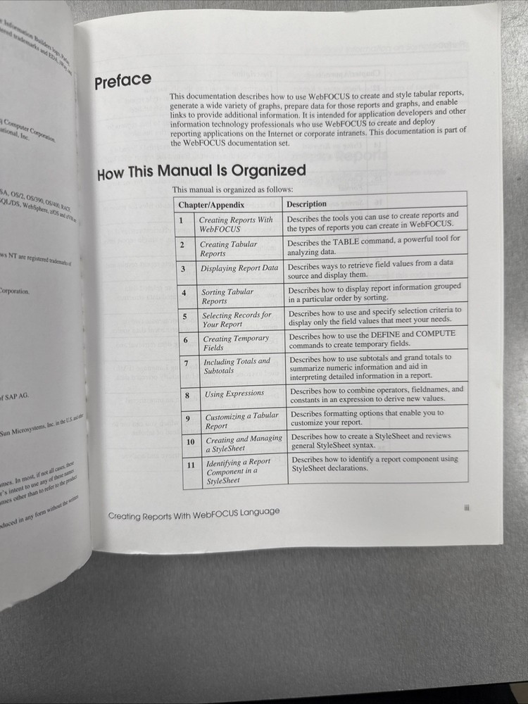 Webfocus Creating Reports Version 4 Release 3 Information Builders 2001 Rare VG