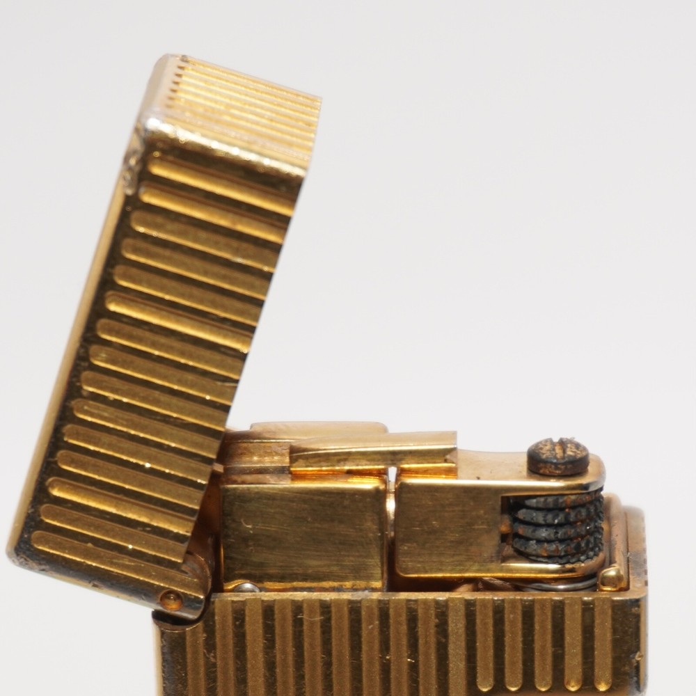 Dunhill Lighter Gold Stripe Signature Pattern-Ultrasonically cleaned_Working