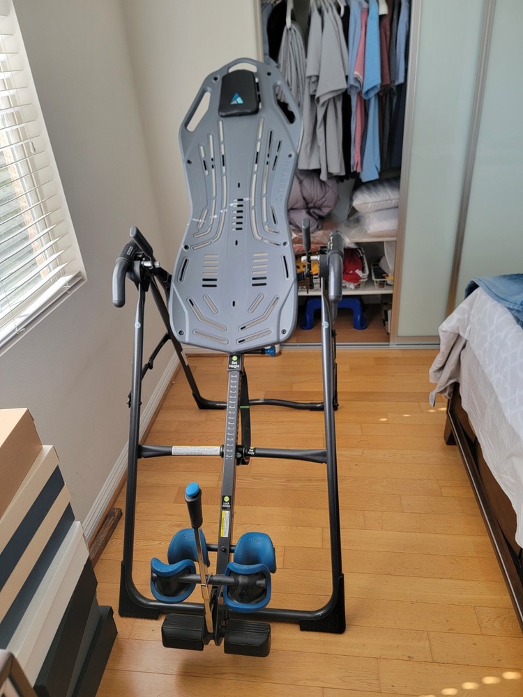 Teeter FitSpine Adjustable Inversion Table with Hand Grips, Black/Blue