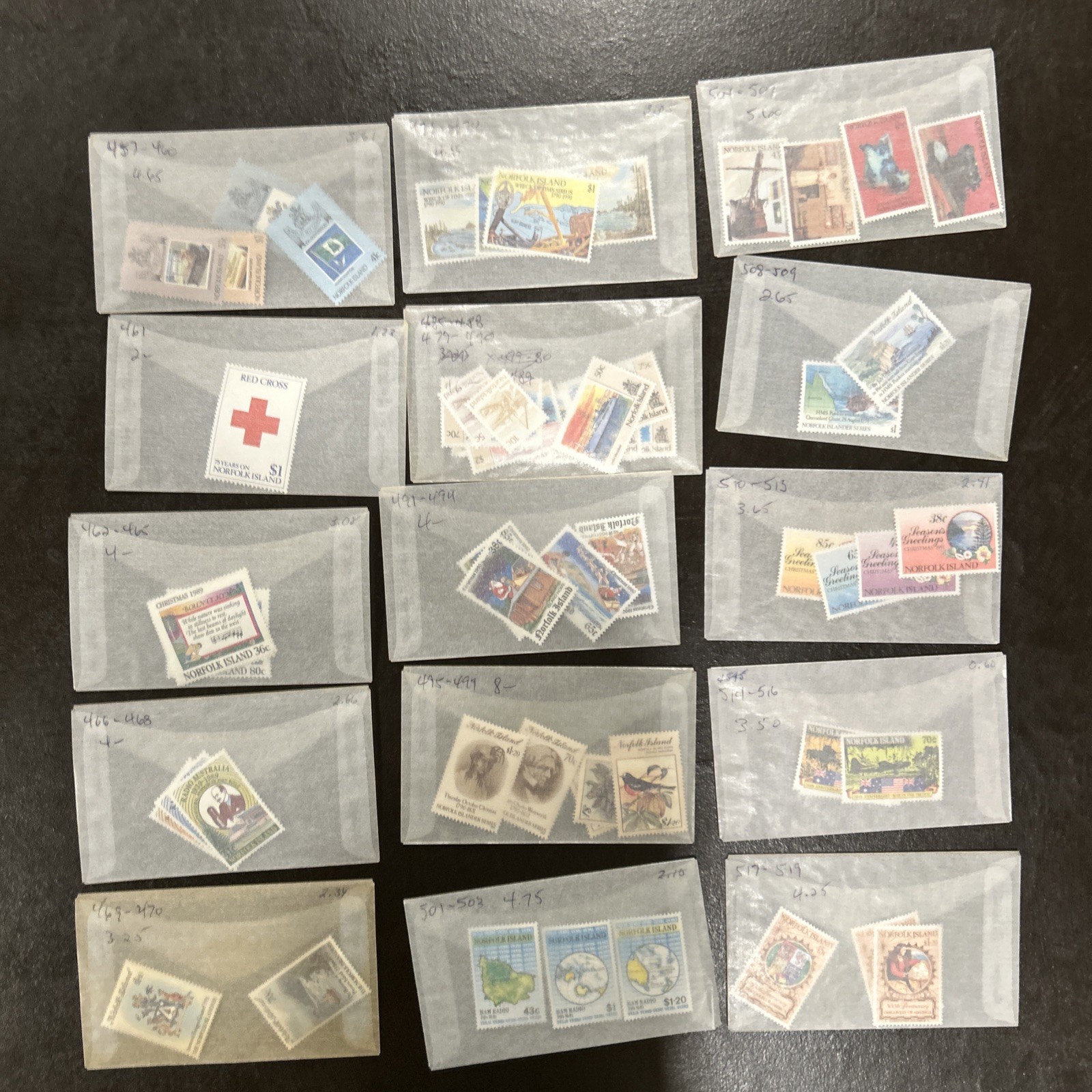 NORFOLK ISLAND 1974-1994 Scott 181-550 MNH In Glassines (Missing ~15 Issues) $$$