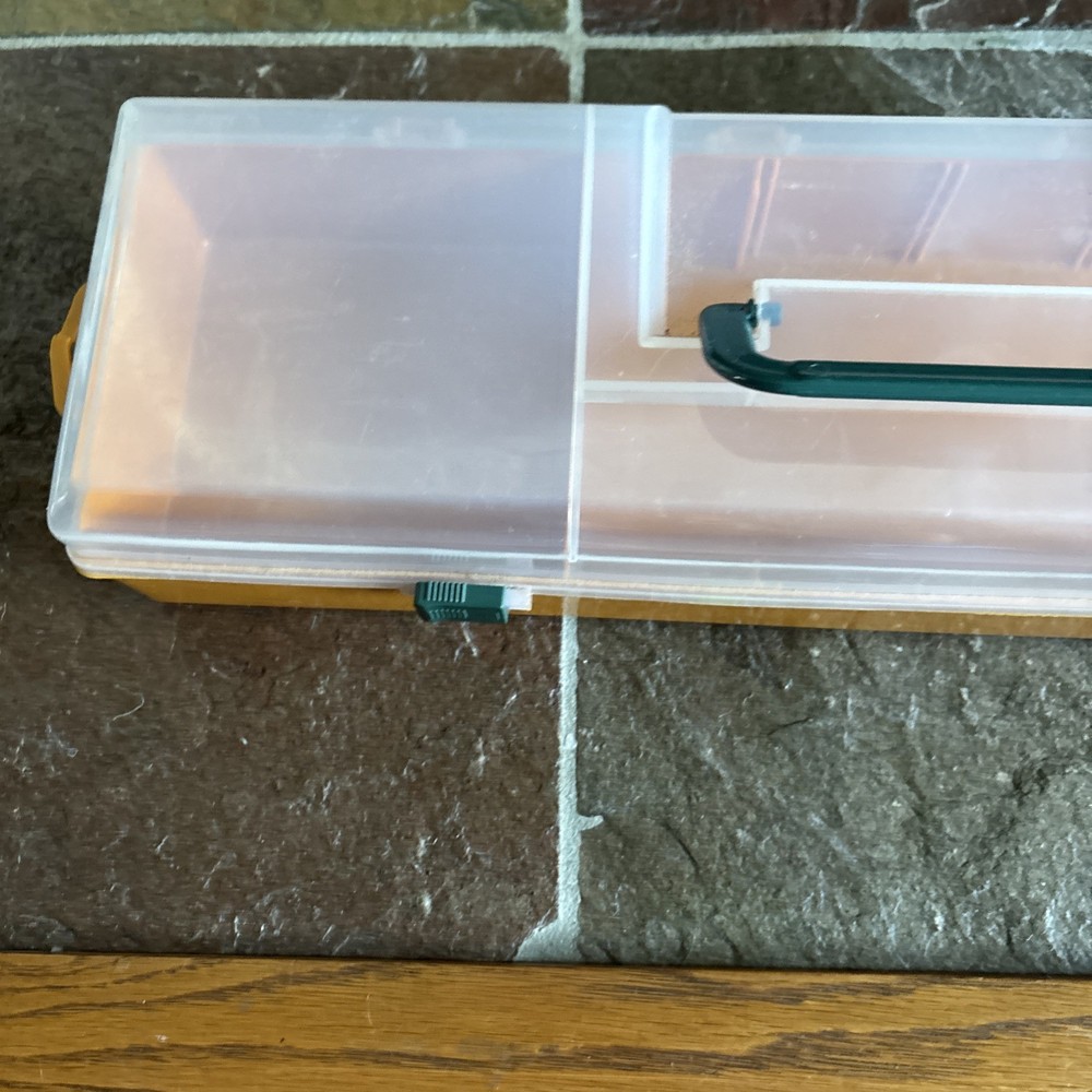 Vintage Orange Plastic Toolbox / Tackle Box With Clear Lid / Multi compartment