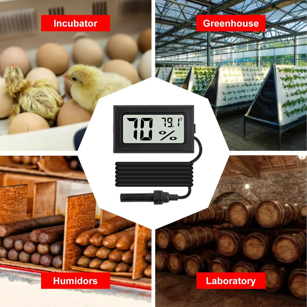 3Pcs Mini Digital Thermometer Hygrometer with Probe Electronic Temperature Hu...