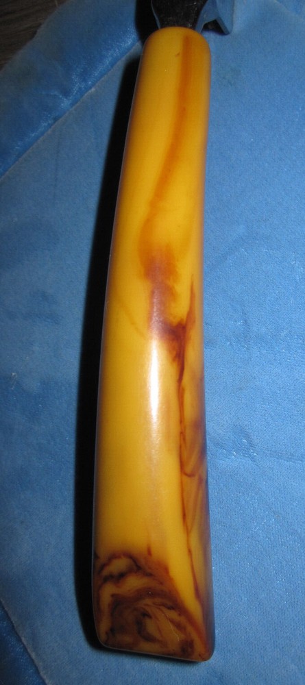 Vintage butterscotch Bakelite handle pull through knife sharpener