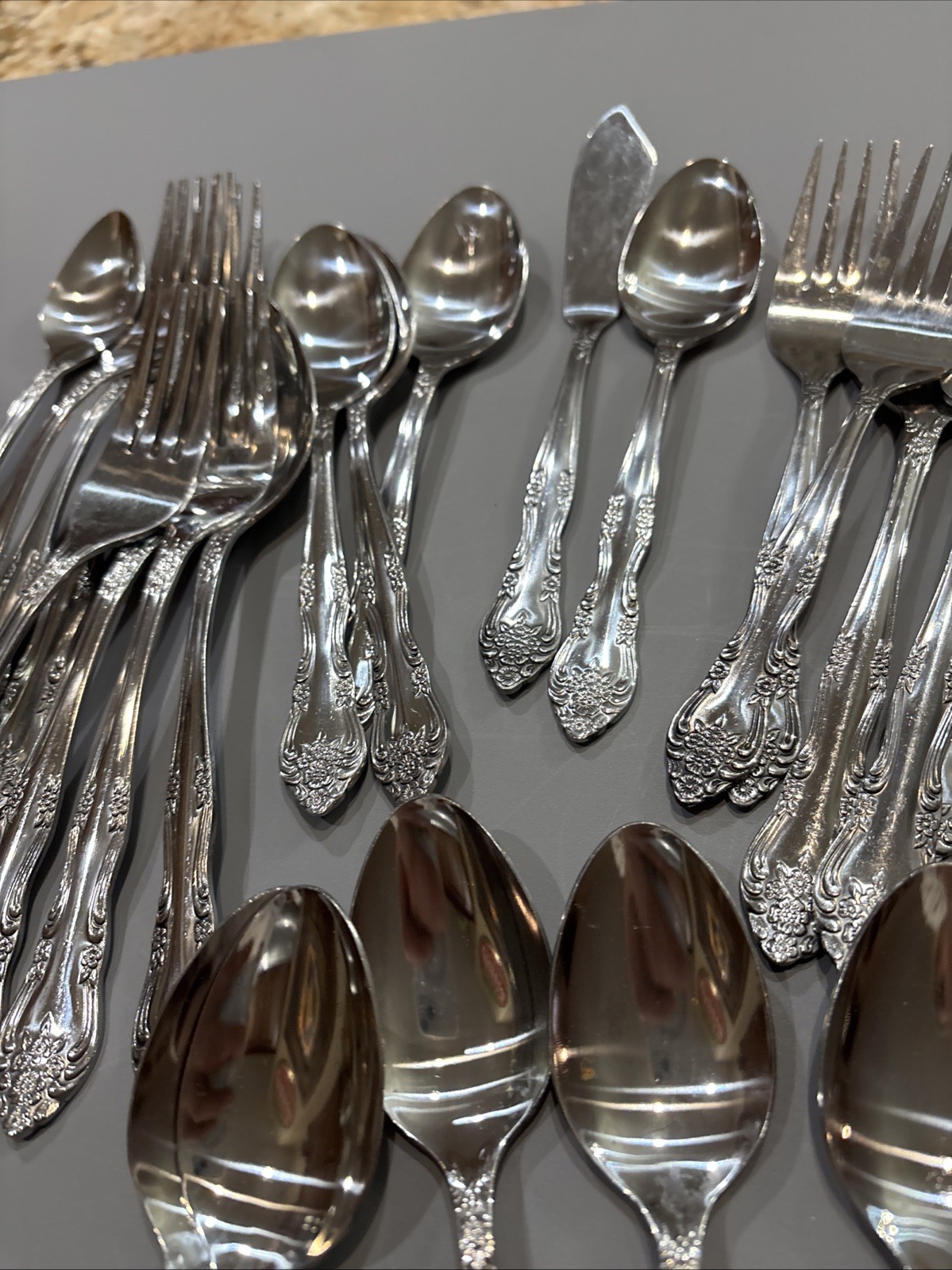 64 pcs - Rogers Co Dream Rose Rose Bud Knife Fork Spoon Iced Oyster Serving