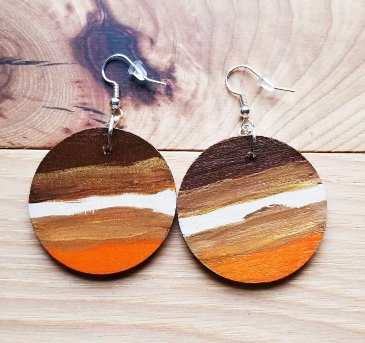 Blur Abstract Brown Gold Orange Earrings