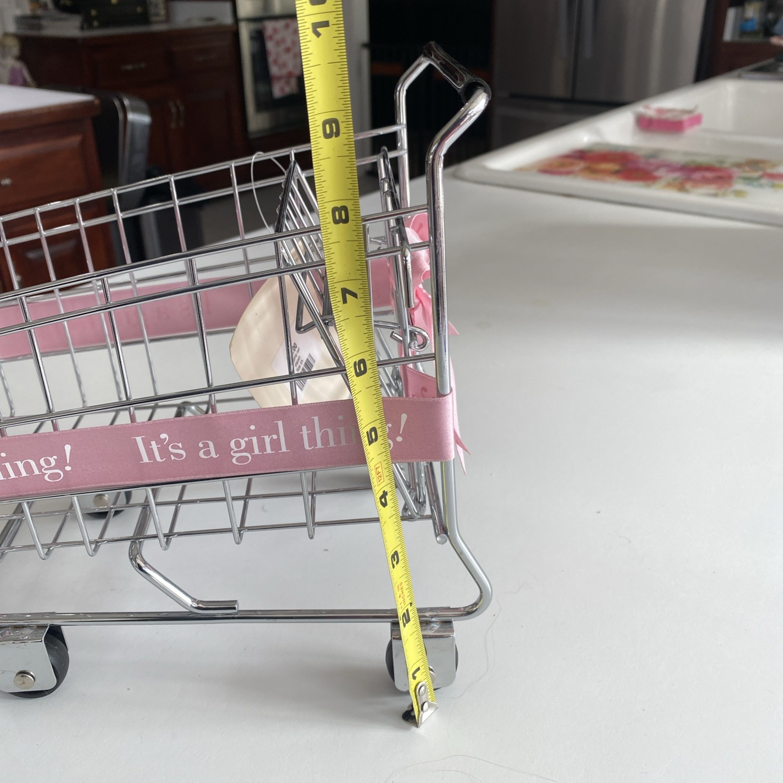 NWT CLUB LIBBY LU ITS A GIRL THING Metal Shopping Cart PINK RIBBON MOVEABLE SEAT